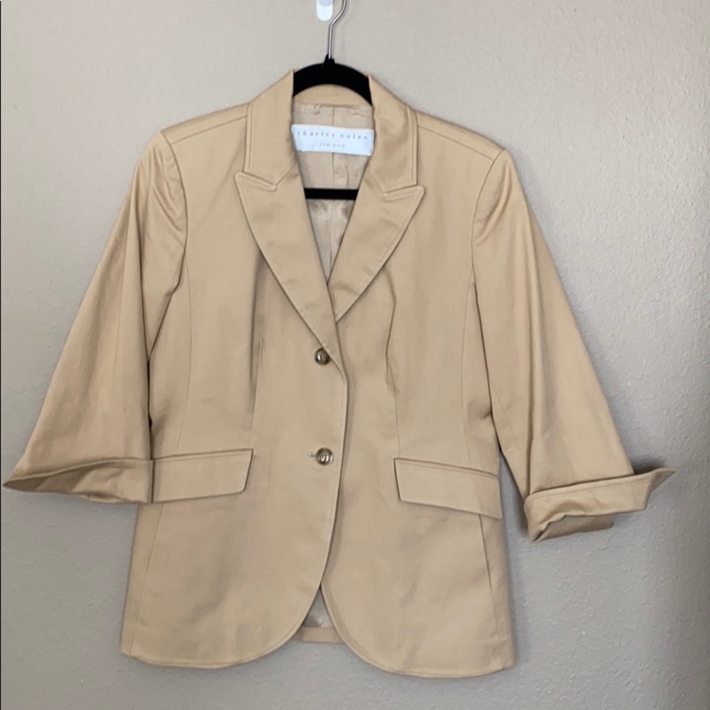 Charles Nolan womens taupe blazer jacket Sz 10